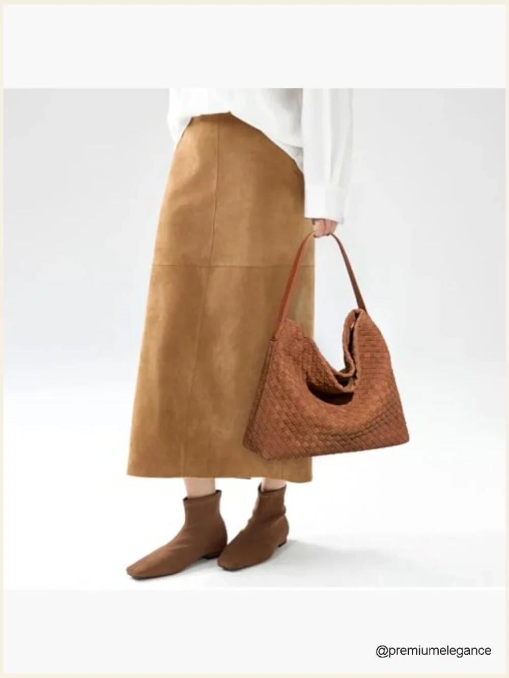 Woven Hobo Purse Suede Bag Crossbody Tote Shoulderbag with Leather Handle